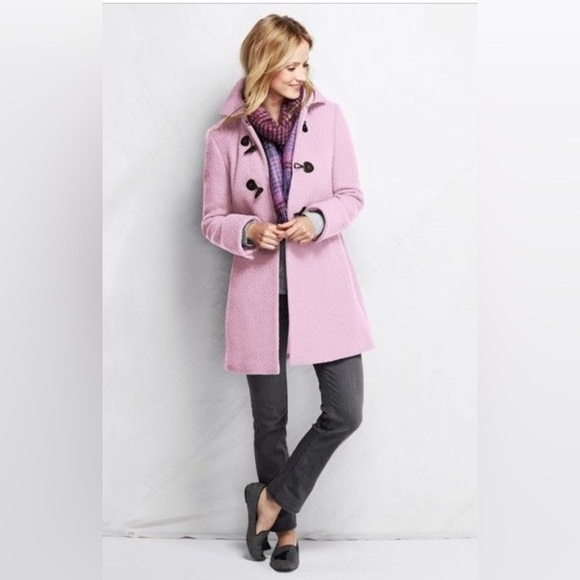 Lands end basketweave toggle pink coat NEVER WORN - Picture 2 of 6